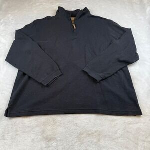 Mens Marc Edwards XL Black Quarter Zip Pullover Ribbed Knit Sweater